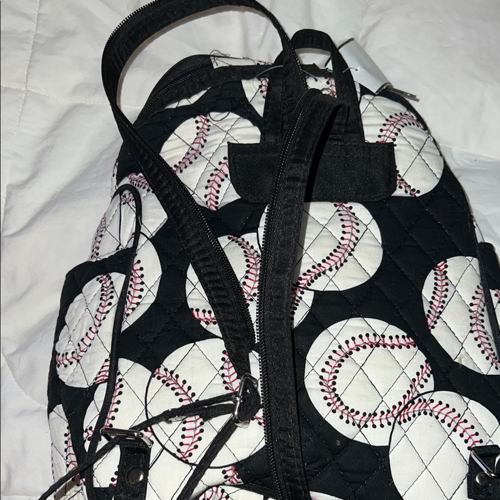 Quilted Baseball Pattern Backpack - Picture 4 of 16